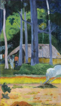 Paul Gauguin Painting - CHOZA BAJO LOS ÁRBOLES Paul Gauguin